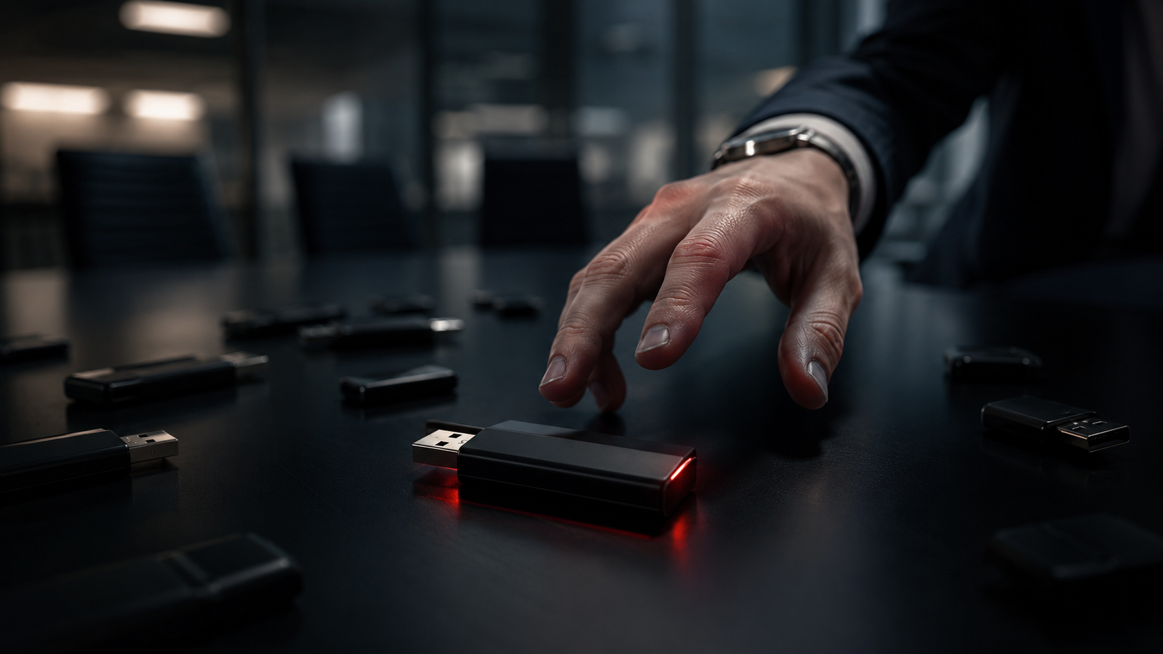 散落桌面的 USB 隨身碟